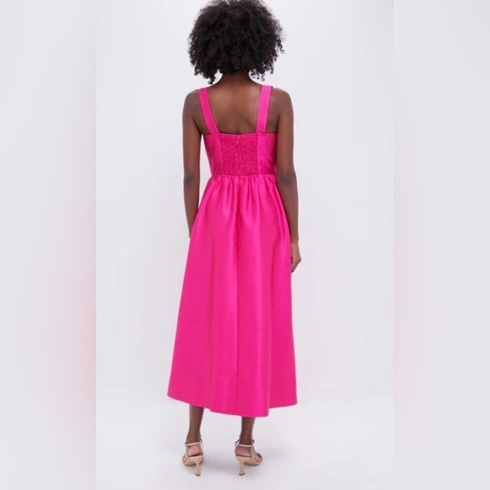 Tuckernuck‎ NWT Pink Dupioni Esme Midi Strapless Elegant Dress Small - Picture 2 of 9